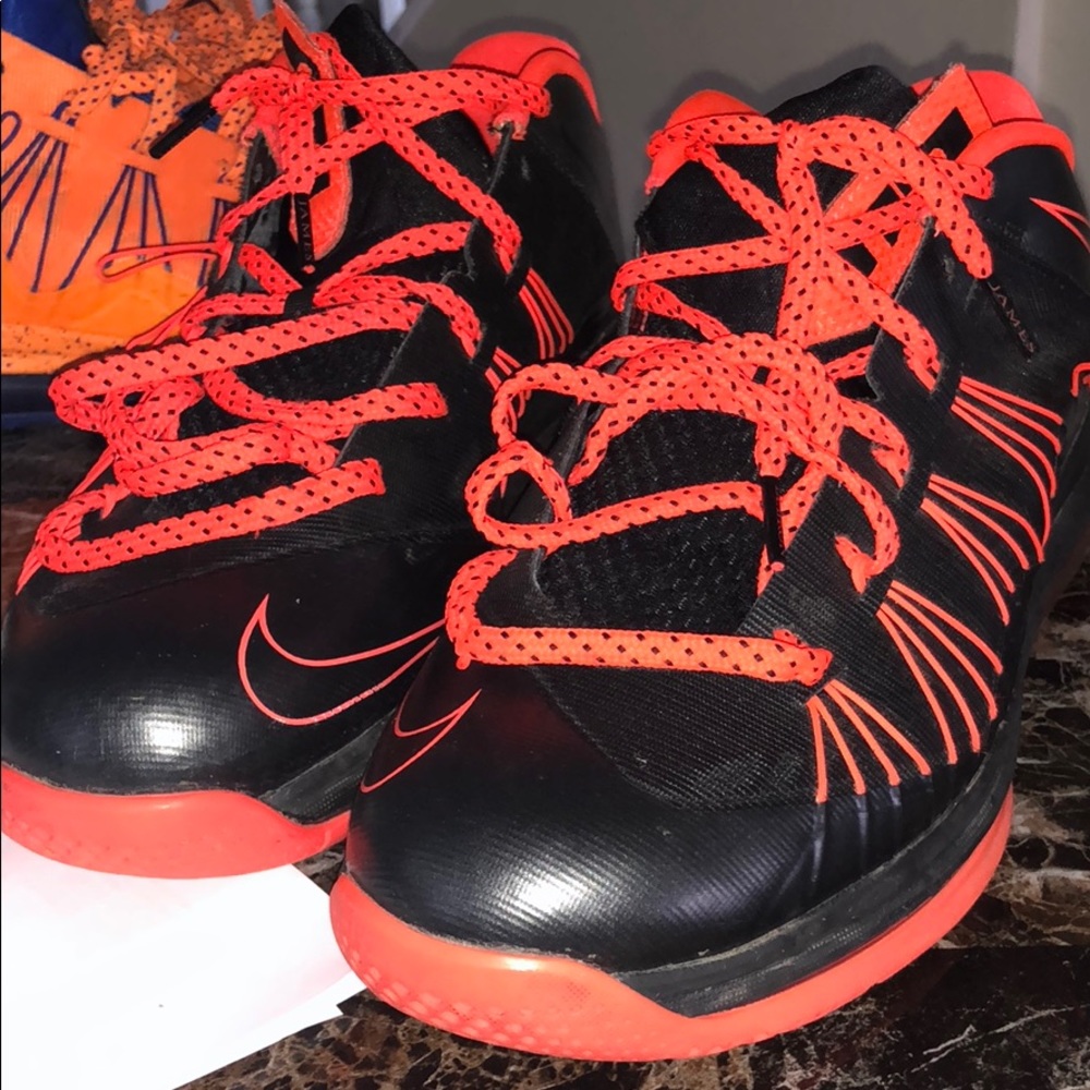 Lebron 10 lows  neon orange gray black